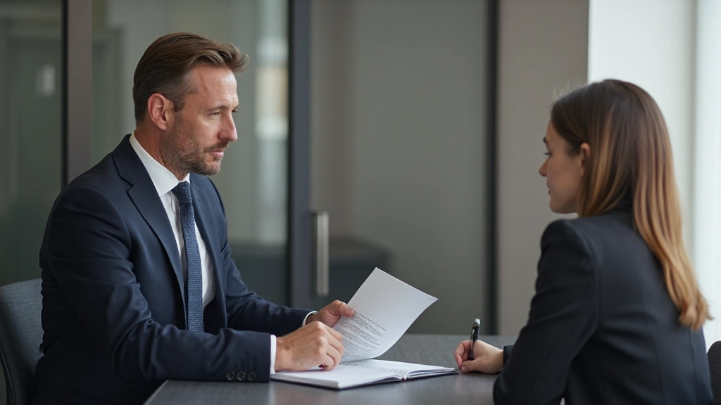 Arbetstagare och advokat planerar juridisk strategi tillsammans vid ett kontor